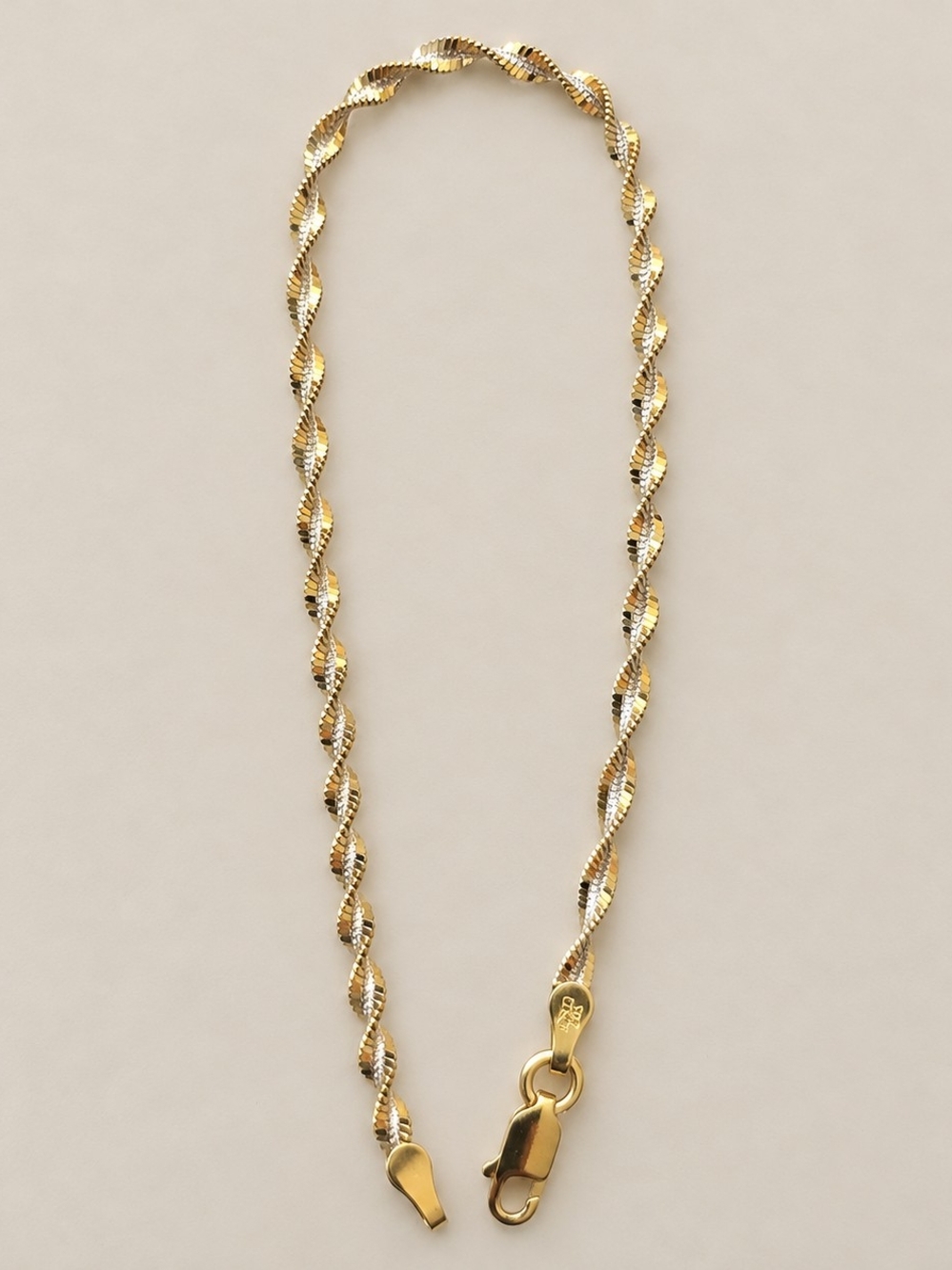 925 Italy Two Tone Gold & Silver Twisted Link Bracelet P.Lux 7"